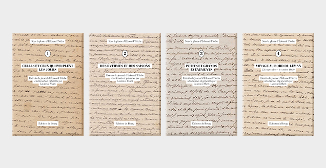 • 4 petits livres de 80 pages chacun nous font découvrir la vie quotidienne d'Édouard Tièche, un poète et botaniste de Bévilard (Jura bernois, suisse), qui a écrit son journal tous les jours de juillet 1863 à mai 1869. Ces 4 volumes sont disponibles aux Éditions du Bourg à Aubonne.